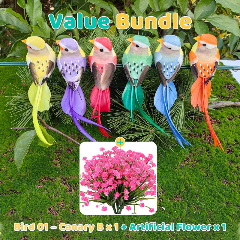 🐦12PCS Artificial Feathered Birds with Clips