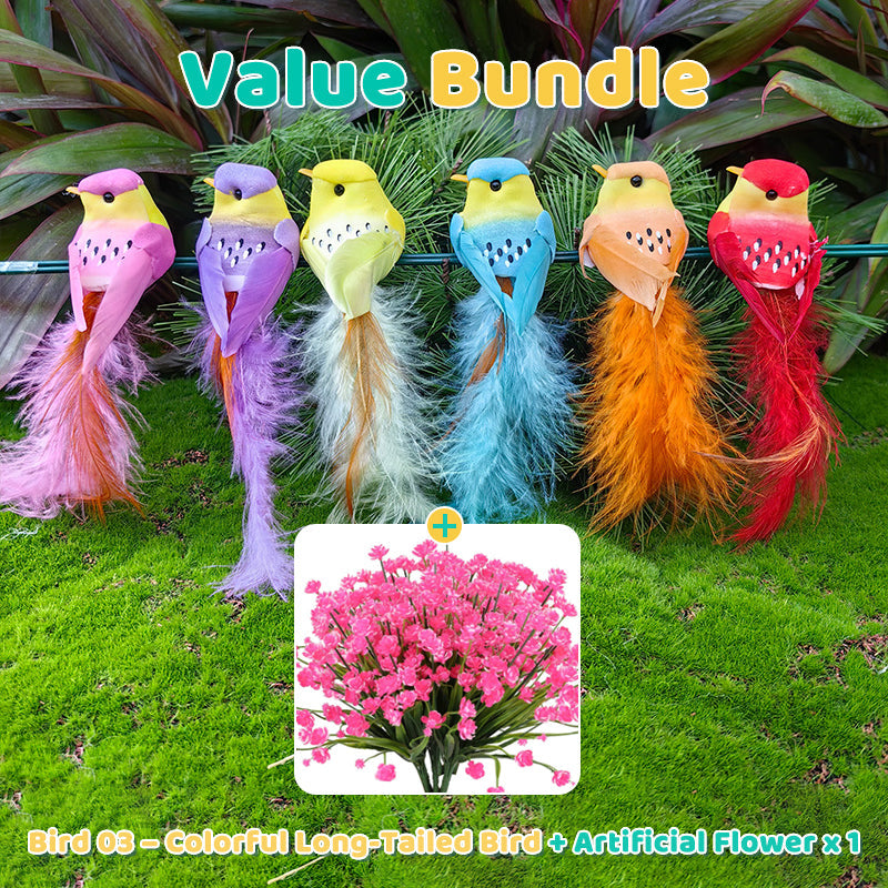 🐦12PCS Artificial Feathered Birds with Clips