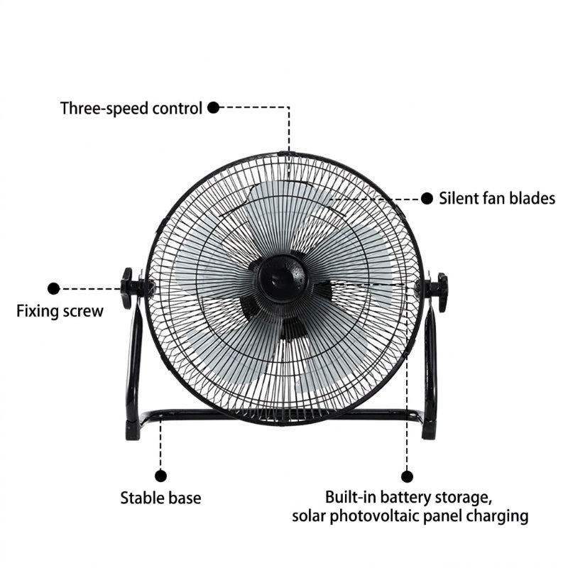 Solar Powered Rechargeable Floor Fan