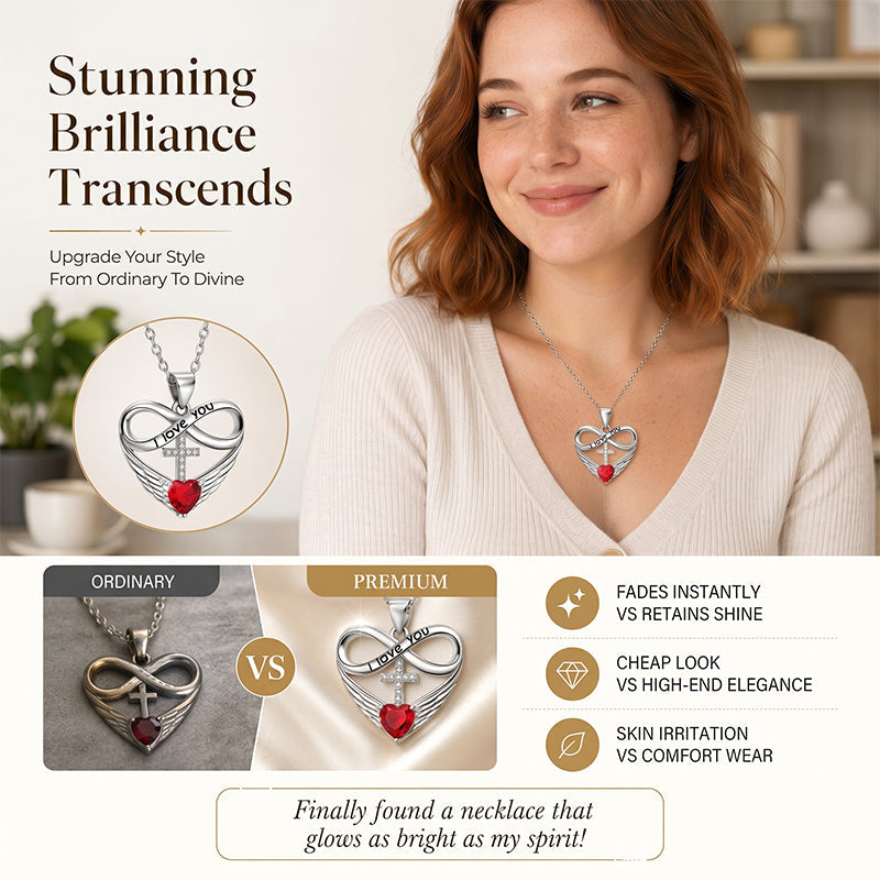 🎉 2026 Sale — Over 36,000 Sold! 💖 Infinity Heart Cross Necklace with Wing Pendant – Faith & Eternal Love ✨