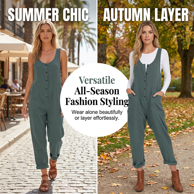 Women's Casual Sleeveless Jumpsuit with Pockets