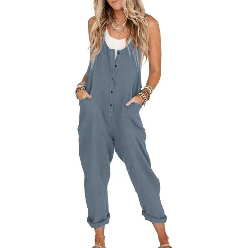 Women's Casual Sleeveless Jumpsuit with Pockets
