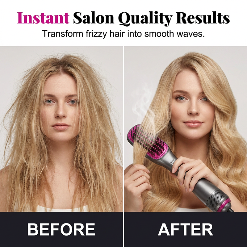 💇‍♀️ Professional 3-in-1 Hot Air Brush – Dry, Detangle & Volumize in One Step ✨