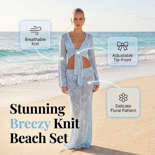 Women Knit Beach Cover Up Set