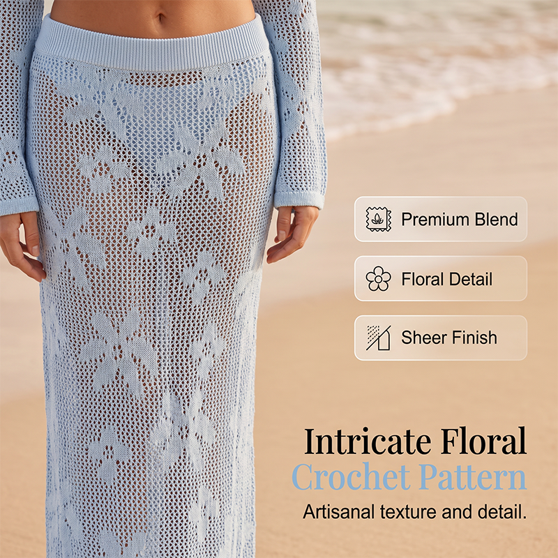 Women Knit Beach Cover Up Set