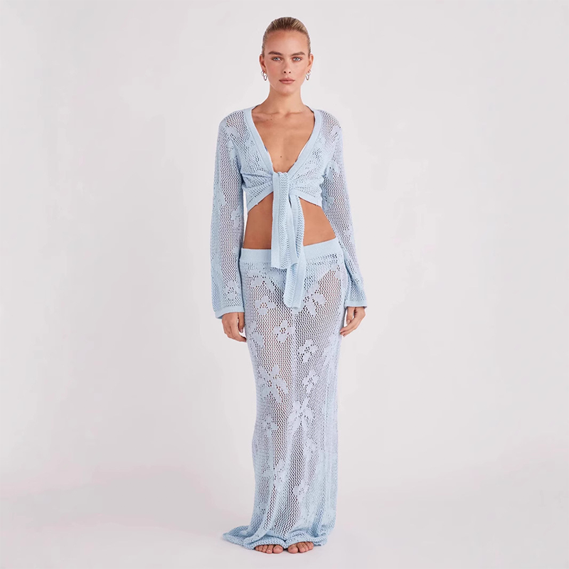 Women Knit Beach Cover Up Set
