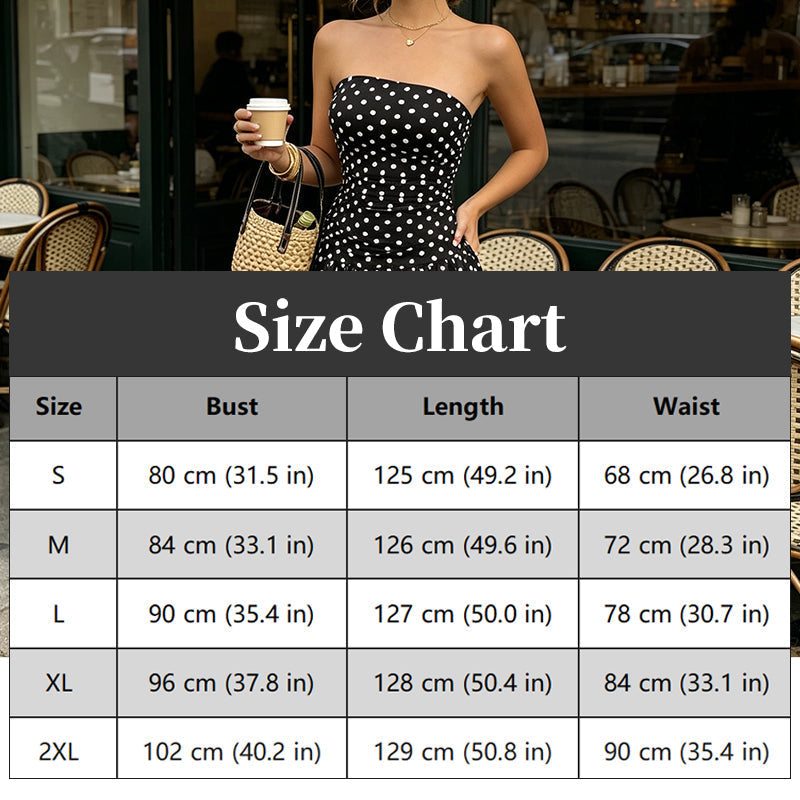 🌸 Women's Fashion Polka Dot Strapless Dress | Sweetheart Neckline, Flirty Print & Perfect for Summer Days & Parties