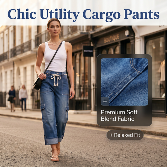 👖 Women’s Wide-Leg Cargo Pants – Spacious Side Pockets, Relaxed Silhouette & Adjustable Waist ✨