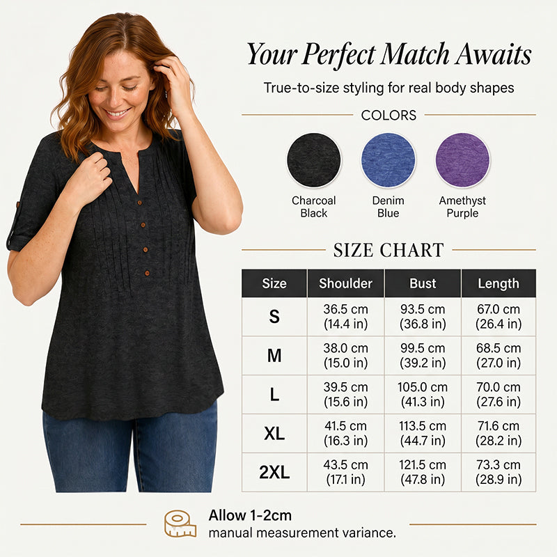 👚✨ Women's Casual V-Neck Pleated Blouse – 50% OFF! Flattering V-neck, delicate pleats, relaxed fit – perfect for work & weekend. 🔥🌸