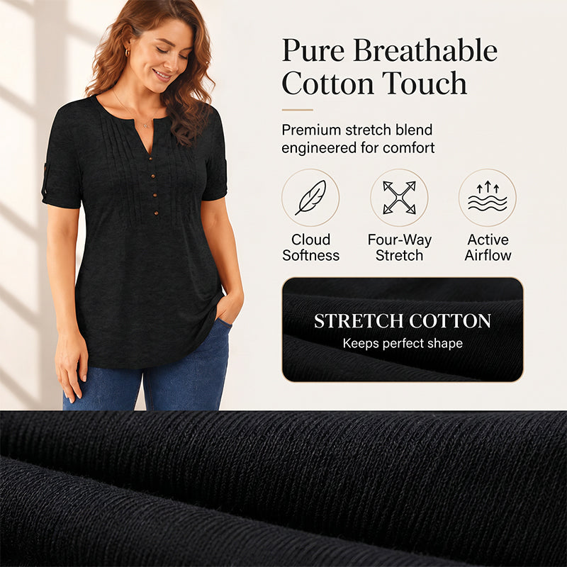 👚✨ Women's Casual V-Neck Pleated Blouse – 50% OFF! Flattering V-neck, delicate pleats, relaxed fit – perfect for work & weekend. 🔥🌸