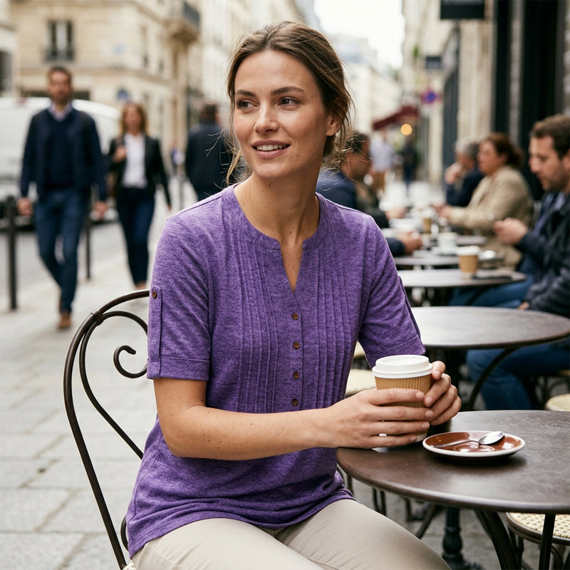👚✨ Women's Casual V-Neck Pleated Blouse – 50% OFF! Flattering V-neck, delicate pleats, relaxed fit – perfect for work & weekend. 🔥🌸