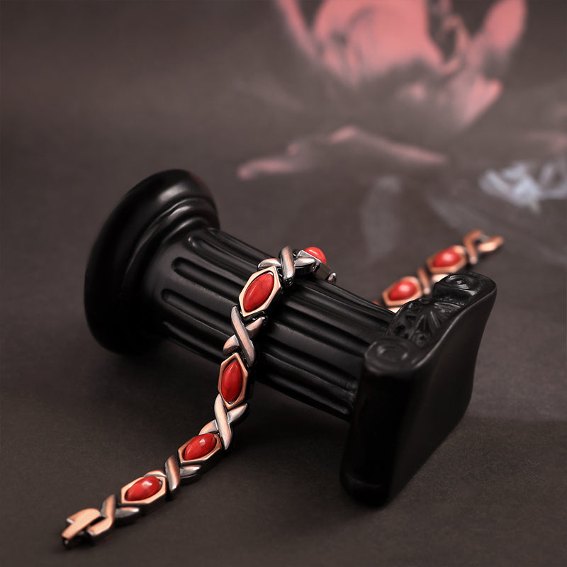 📢📢 50% OFF !! ⏰ Antique Copper Finish Magnetic Stone Bracelet – Timeless Style, Natural Energy & Perfect for Everyday Wear ✨