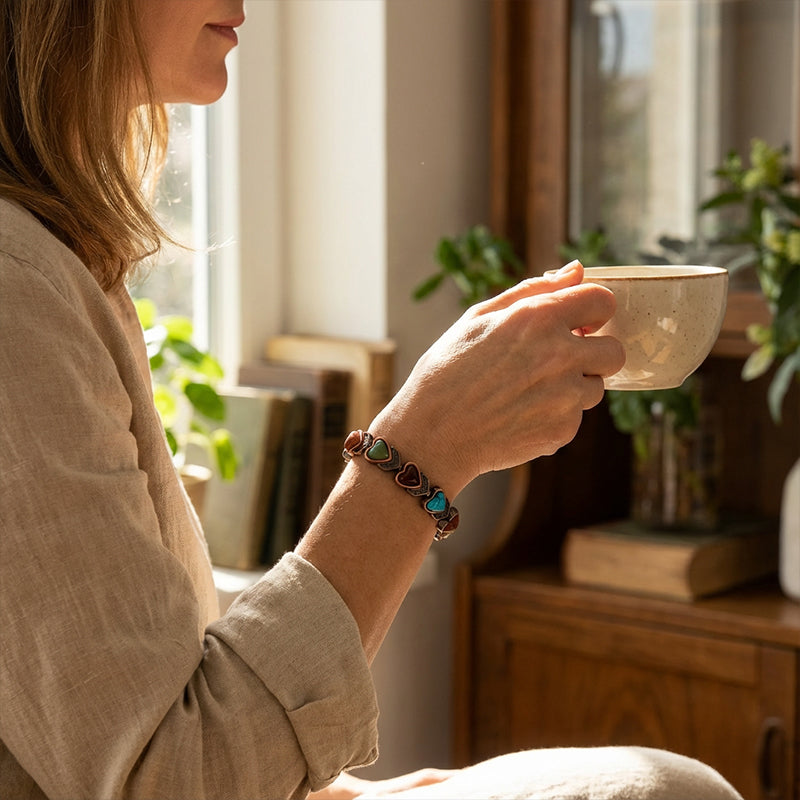 📢📢 50% OFF !! ⏰ Antique Copper Finish Magnetic Stone Bracelet – Timeless Style, Natural Energy & Perfect for Everyday Wear ✨