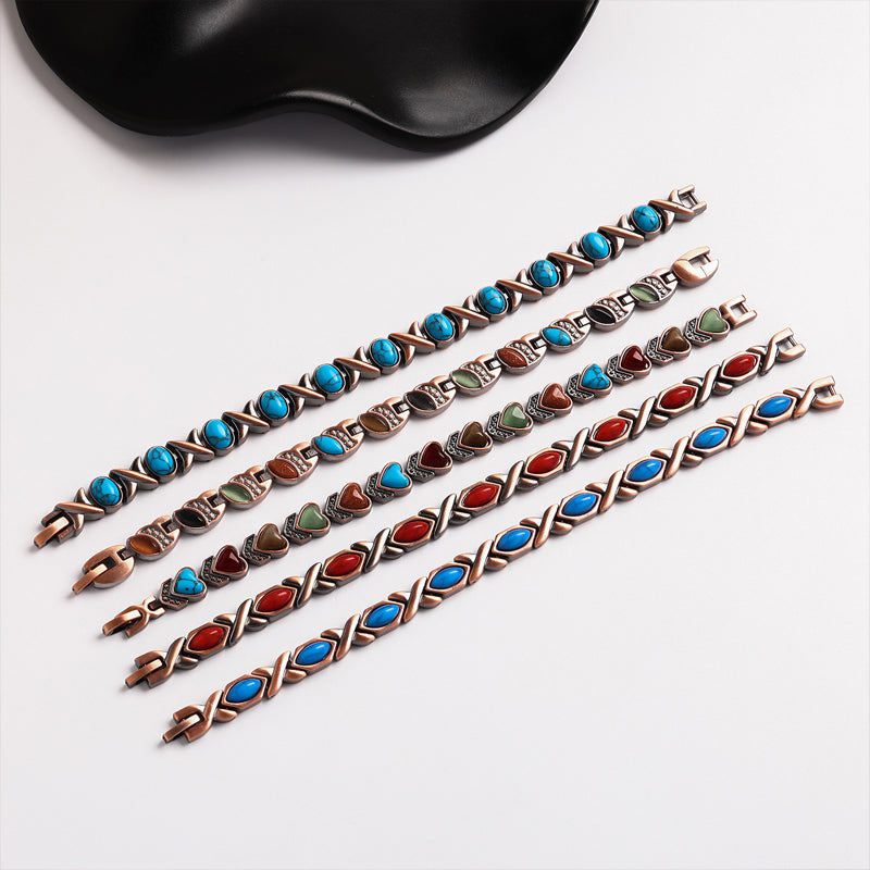 📢📢 50% OFF !! ⏰ Antique Copper Finish Magnetic Stone Bracelet – Timeless Style, Natural Energy & Perfect for Everyday Wear ✨
