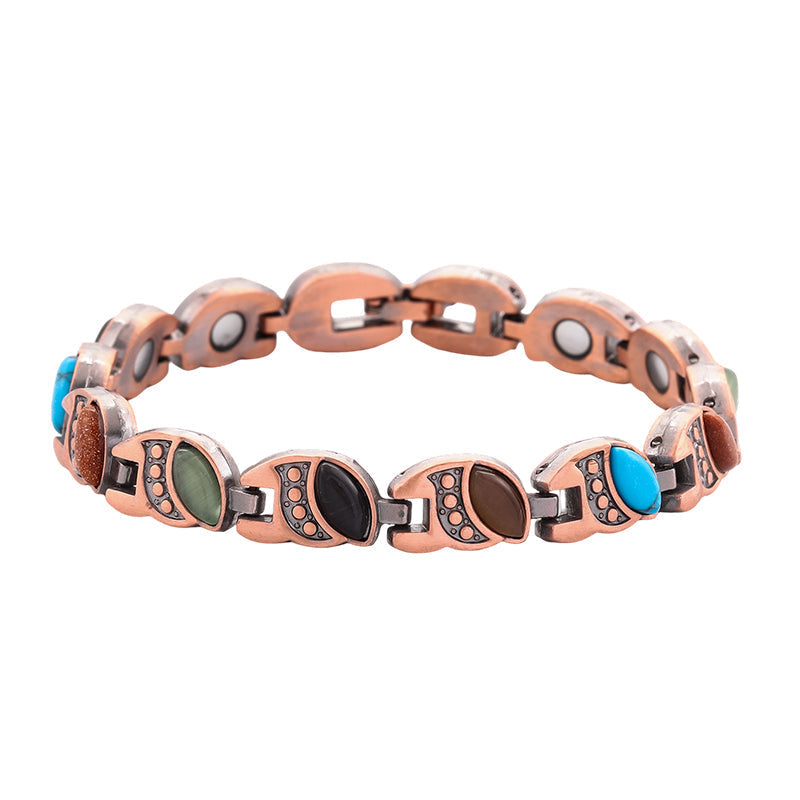 📢📢 50% OFF !! ⏰ Antique Copper Finish Magnetic Stone Bracelet – Timeless Style, Natural Energy & Perfect for Everyday Wear ✨