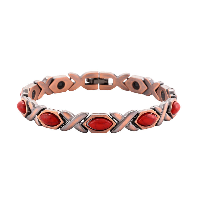 📢📢 50% OFF !! ⏰ Antique Copper Finish Magnetic Stone Bracelet – Timeless Style, Natural Energy & Perfect for Everyday Wear ✨