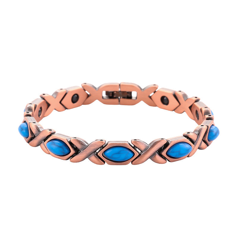 📢📢 50% OFF !! ⏰ Antique Copper Finish Magnetic Stone Bracelet – Timeless Style, Natural Energy & Perfect for Everyday Wear ✨