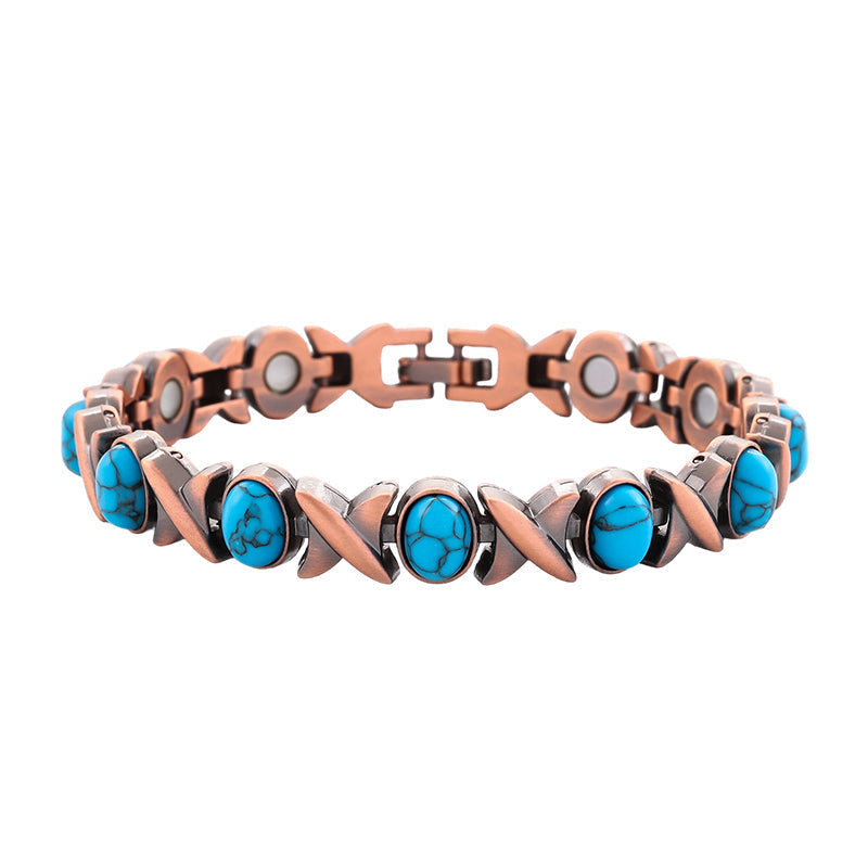 📢📢 50% OFF !! ⏰ Antique Copper Finish Magnetic Stone Bracelet – Timeless Style, Natural Energy & Perfect for Everyday Wear ✨