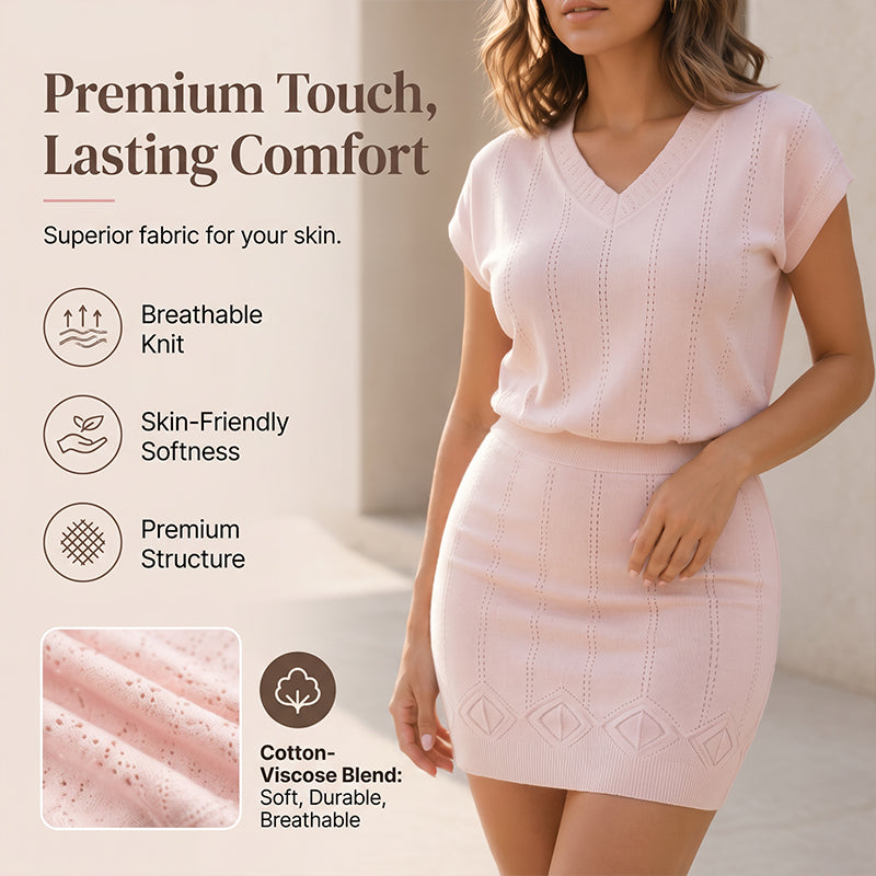 Women's Summer Pointelle Knit 2-Piece Set