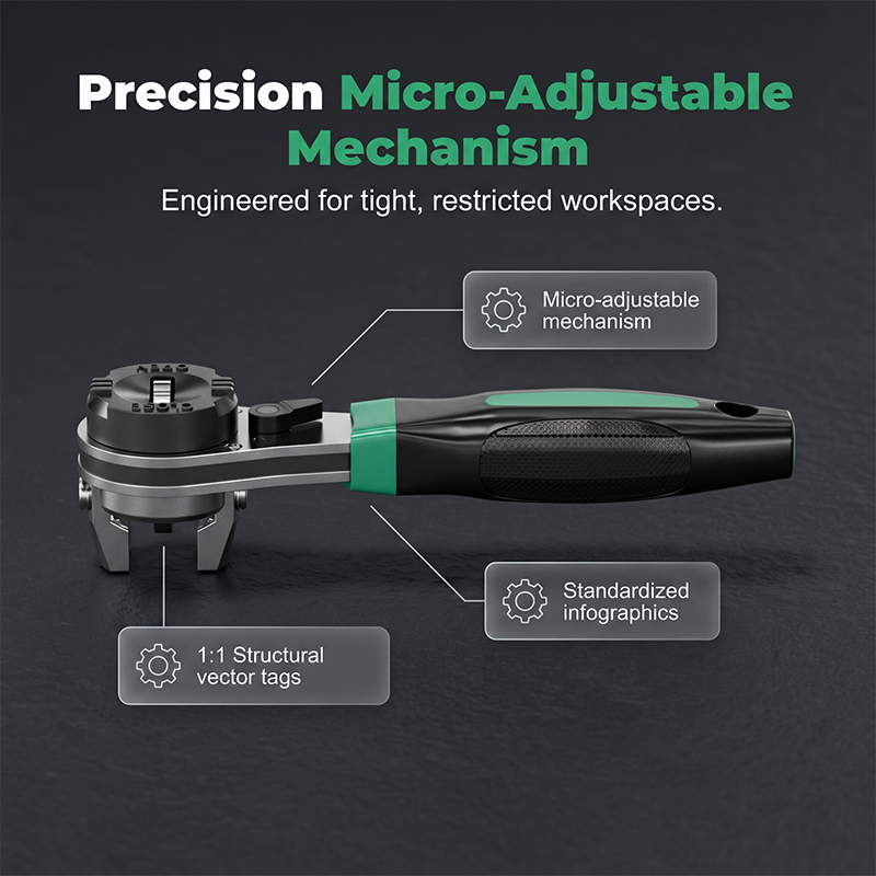 60-Tooth Adjustable Ratchet Wrench
