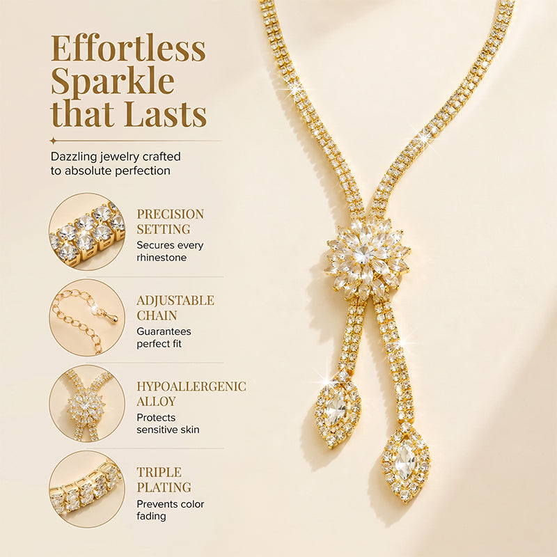 💎Women's Zircon Flower Necklace Earrings Set