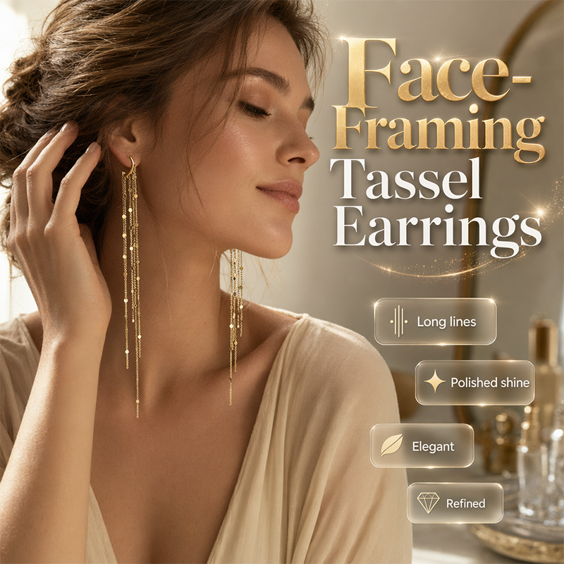 💫 50% OFF NOW! 🌸 Face-Framing Tassel Earrings – Statement design & lightweight – Perfect for parties, photos or bold everyday looks – elegant and playful ✨🌙💖