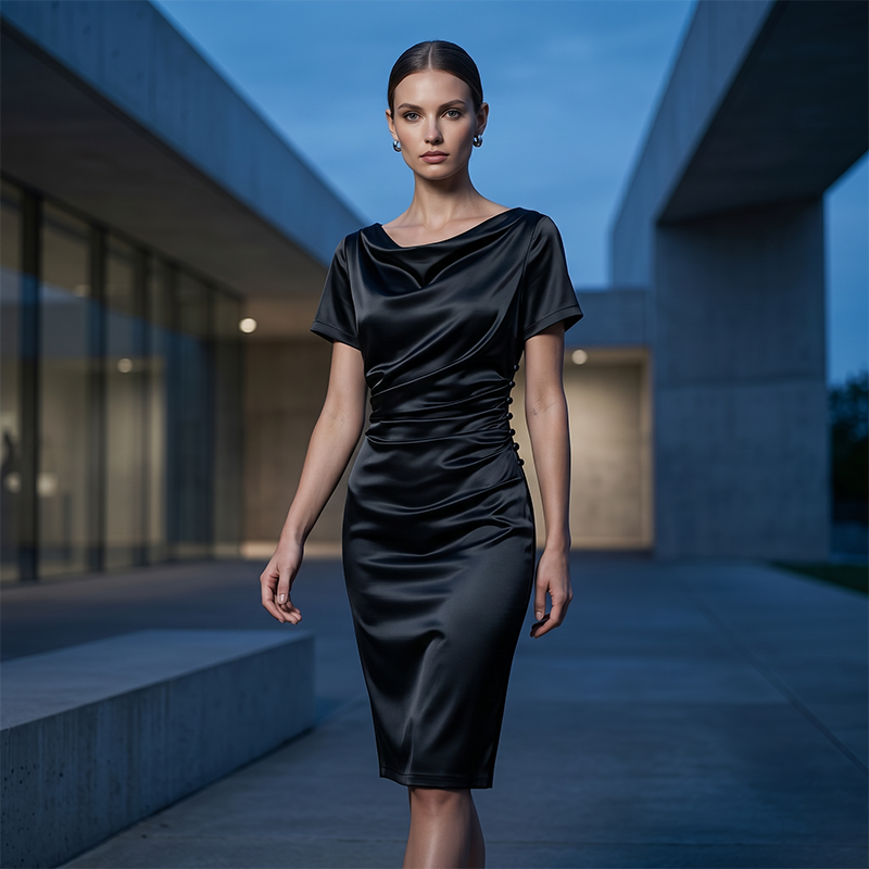 Women's Elegant Satin Ruched Bodycon Dress 💎 Slip into Silk-Kissed Confidence – Ruched to Flatter, Cut to Impress ✨