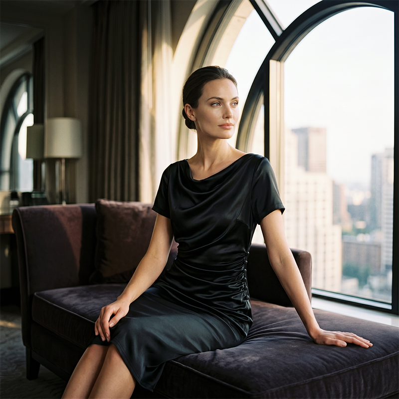Women's Elegant Satin Ruched Bodycon Dress 💎 Slip into Silk-Kissed Confidence – Ruched to Flatter, Cut to Impress ✨