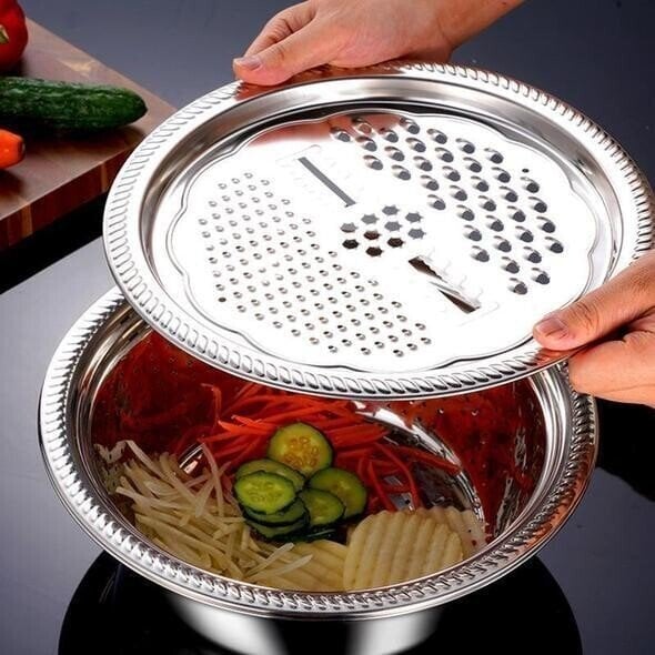 🎉 2026 Sale — Over 42,000 Sold! 🇩🇪 Germany Multifunctional Stainless Steel Basin Set – 3-Piece Kitchen Essential 🍳