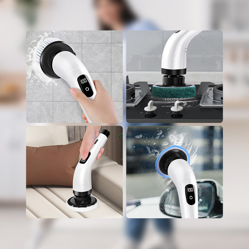 ⏳Limited-Time Special Offer⏰Rechargeable Cleaning Brush Set with Telescopic Pole & 8 Attachments — No Bending Over, No Kneeling, Effortless Cleaning