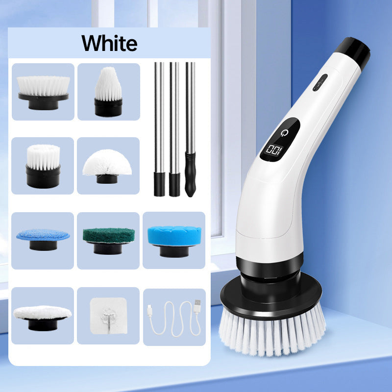 ⏳Limited-Time Special Offer⏰Rechargeable Cleaning Brush Set with Telescopic Pole & 8 Attachments — No Bending Over, No Kneeling, Effortless Cleaning