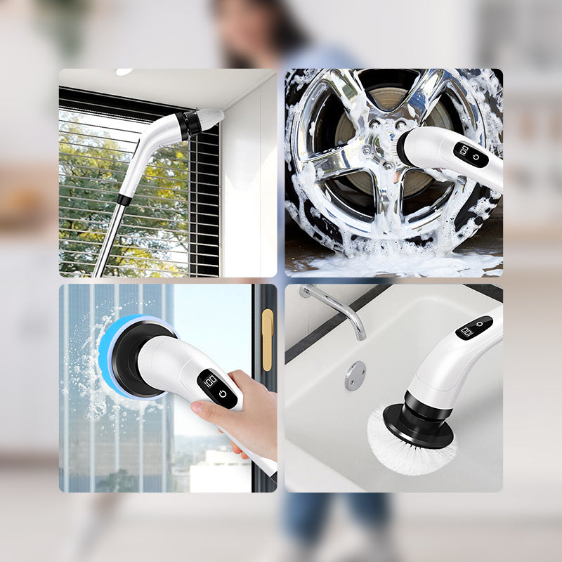 ⏳Limited-Time Special Offer⏰Rechargeable Cleaning Brush Set with Telescopic Pole & 8 Attachments — No Bending Over, No Kneeling, Effortless Cleaning