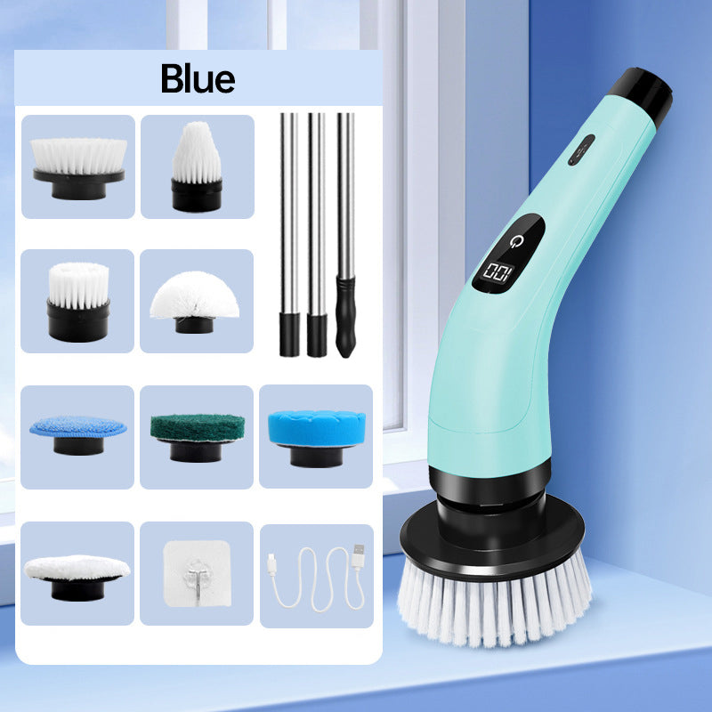 ⏳Limited-Time Special Offer⏰Rechargeable Cleaning Brush Set with Telescopic Pole & 8 Attachments — No Bending Over, No Kneeling, Effortless Cleaning