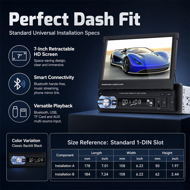 📢📢50% OFF !! ⏰7-Inch Retractable Bluetooth MP5 Car Player