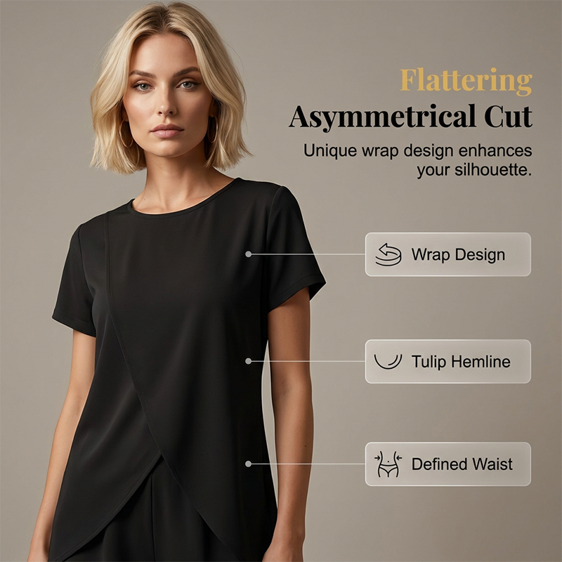 🎉 2026 Sale — Over 18,000 Sold 👗 Solid Color Short Sleeve Wrap Top & Shorts Set 🌸