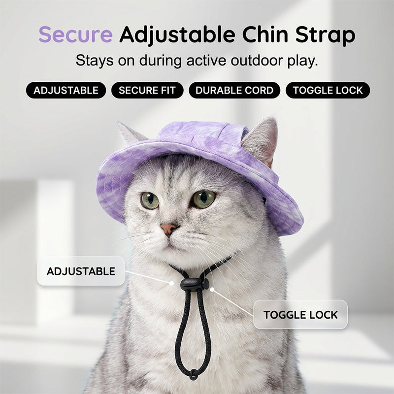 Adjustable Pet Bucket Hat with Ear Holes