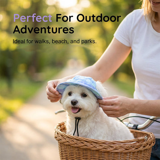 Adjustable Pet Bucket Hat with Ear Holes
