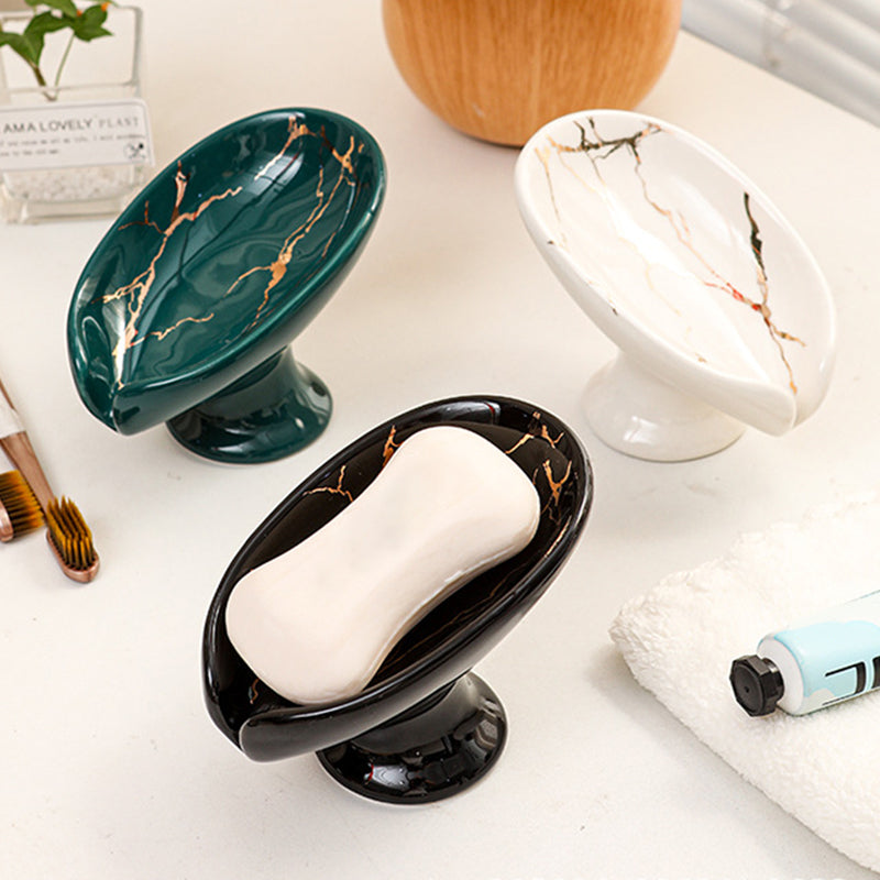 Ceramic Self-Draining Leaf Soap Dish