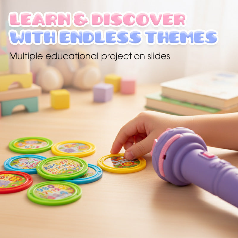📢📢50% OFF !! ⏰Early Education Projector Torch for Kids 🔦 Click, Project & Learn – A Pocket-Sized Nighttime Adventure ✨