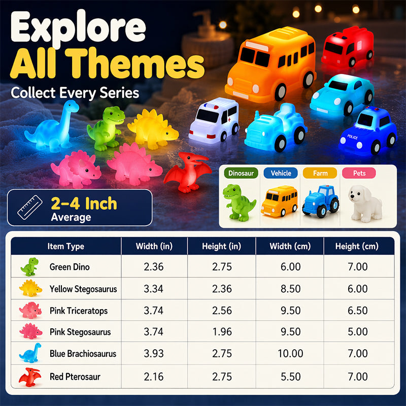 Light-Up Bath Toys Floating Vinyl Vehicle Set