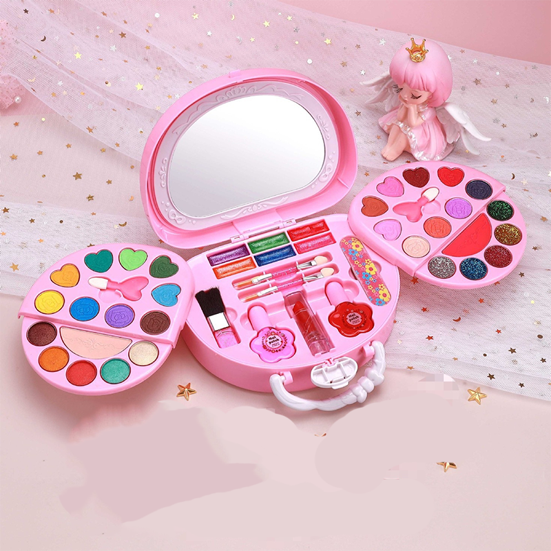 💄Kids Washable Makeup Toy Set with Portable Pink Handbag