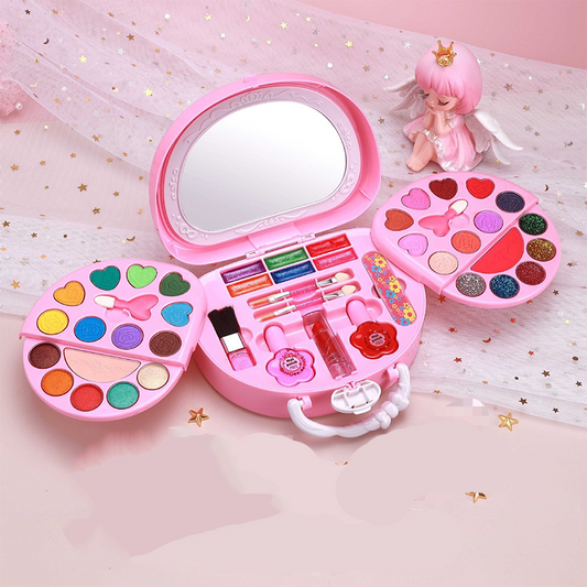 💄Kids Washable Makeup Toy Set with Portable Pink Handbag