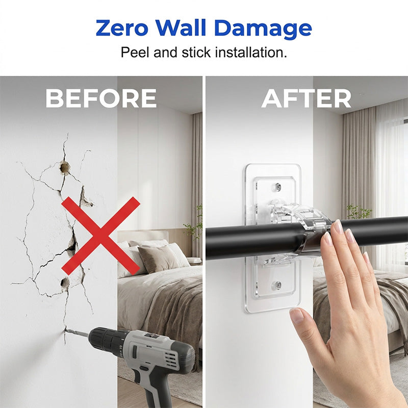 50% OFF! ✨ Heavy-Duty Self-Adhesive Curtain Rod Bracket Holders – 100% Damage-Free & Renter-Friendly, Heavy-Duty 17 lbs Capacity, Secure Spring-Loaded Grip Fits 0.5"-1.2" Rods & Seamless Low-Profile Design – 2 Colors 2 Sizes 🏠