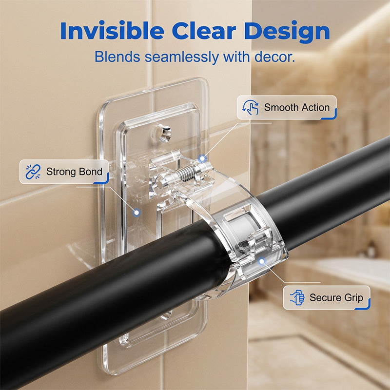 50% OFF! ✨ Heavy-Duty Self-Adhesive Curtain Rod Bracket Holders – 100% Damage-Free & Renter-Friendly, Heavy-Duty 17 lbs Capacity, Secure Spring-Loaded Grip Fits 0.5"-1.2" Rods & Seamless Low-Profile Design – 2 Colors 2 Sizes 🏠