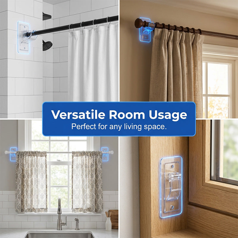 50% OFF! ✨ Heavy-Duty Self-Adhesive Curtain Rod Bracket Holders – 100% Damage-Free & Renter-Friendly, Heavy-Duty 17 lbs Capacity, Secure Spring-Loaded Grip Fits 0.5"-1.2" Rods & Seamless Low-Profile Design – 2 Colors 2 Sizes 🏠