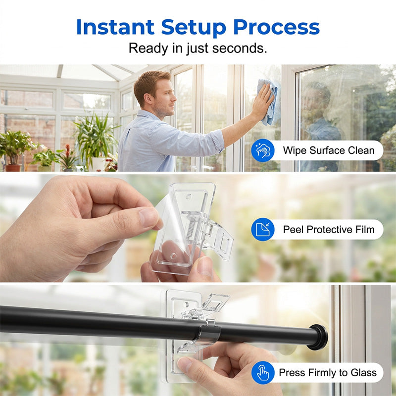 50% OFF! ✨ Heavy-Duty Self-Adhesive Curtain Rod Bracket Holders – 100% Damage-Free & Renter-Friendly, Heavy-Duty 17 lbs Capacity, Secure Spring-Loaded Grip Fits 0.5"-1.2" Rods & Seamless Low-Profile Design – 2 Colors 2 Sizes 🏠