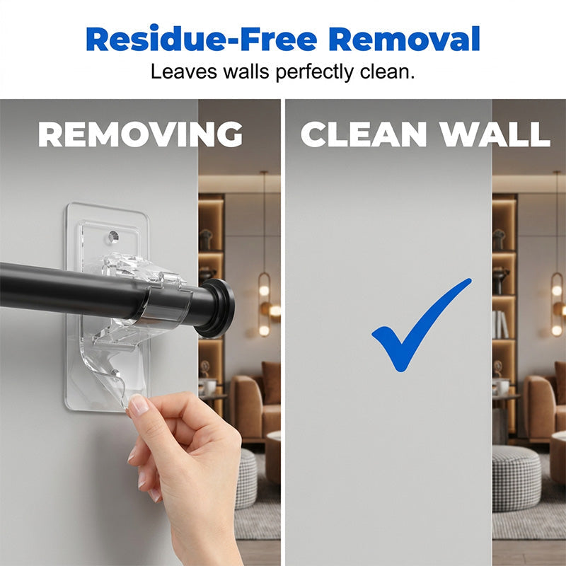 50% OFF! ✨ Heavy-Duty Self-Adhesive Curtain Rod Bracket Holders – 100% Damage-Free & Renter-Friendly, Heavy-Duty 17 lbs Capacity, Secure Spring-Loaded Grip Fits 0.5"-1.2" Rods & Seamless Low-Profile Design – 2 Colors 2 Sizes 🏠