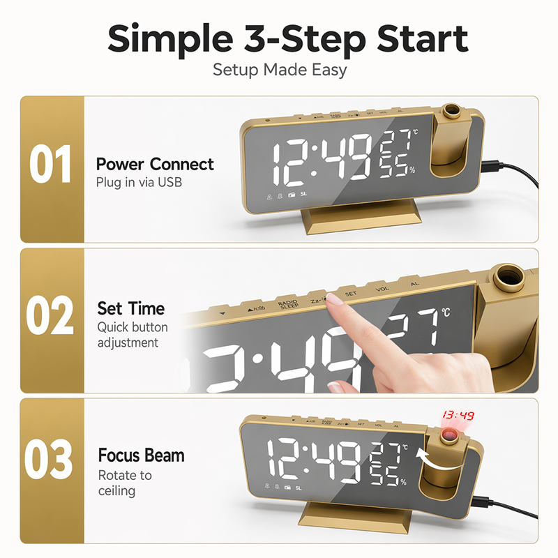 Smart Radio Projection Clock Dual Alarm