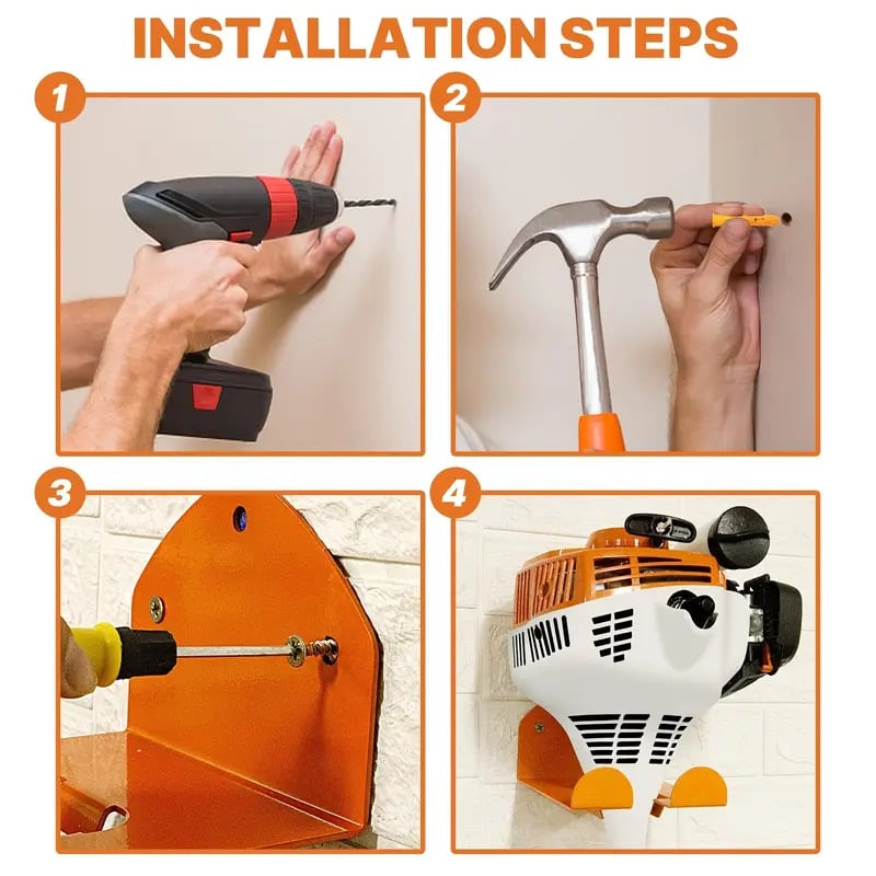 Garage Organizer Wall Hanger - Garden Tool Rack for Grass Trimmer, Hedge Trimmer, Garage Tools