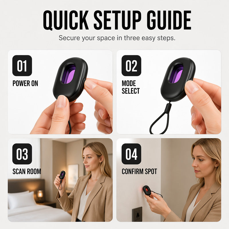 🥳2026 HOT SALE🥳💞50K+ SOLD!📡🔍  Smart Infrared Camera Detector – Finds hidden pinhole lenses instantly. LED flashlight & door alarm – travel with privacy & peace of mind! 🏨✨